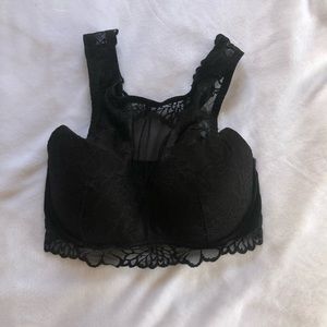 Black Lace Hi-neck PINK Bralette